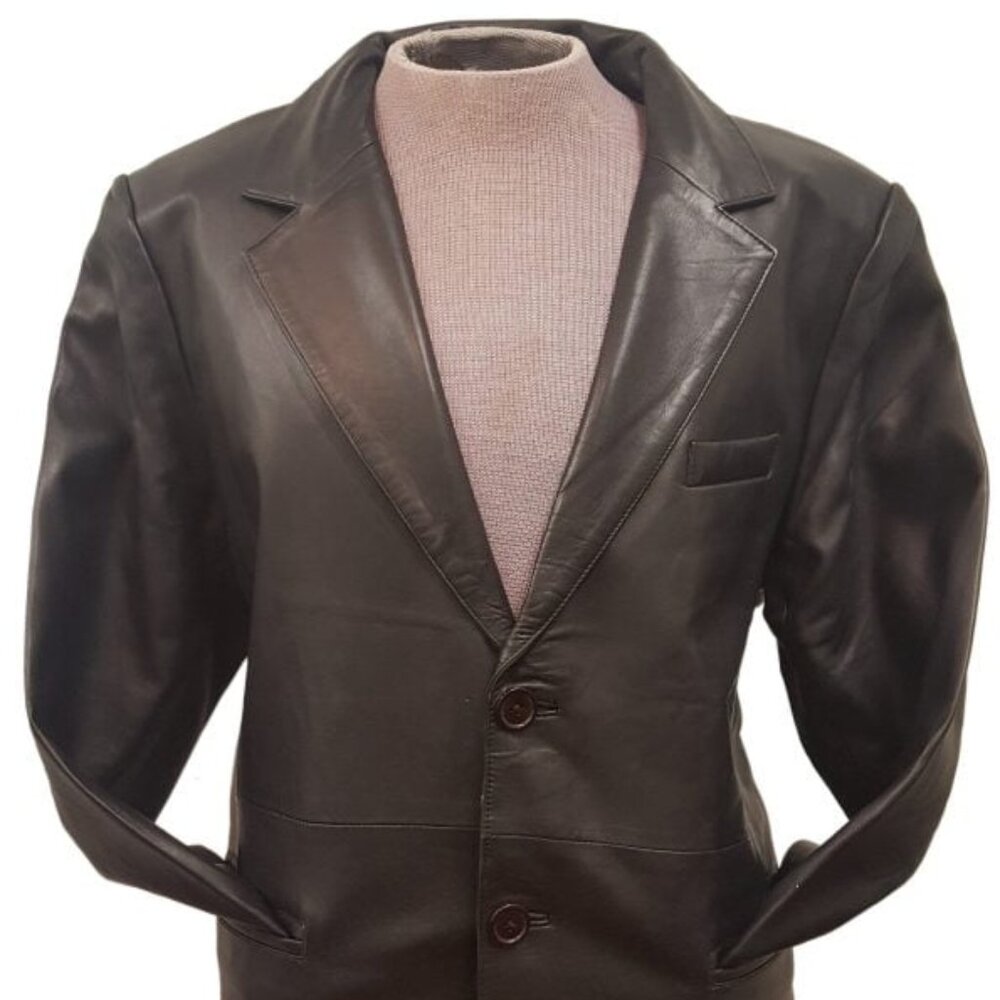 Men’s Big & Tall Black Soft touch Sheepskin Leather 2 button Blazer
